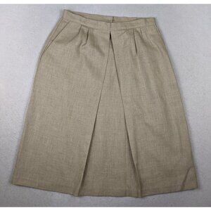 VINTAGE WOMEN'S BEIGE WOVEN A-LINE MIDI SKIRT - BRYN MAWR BOBBIE BROOKS SIZE 12